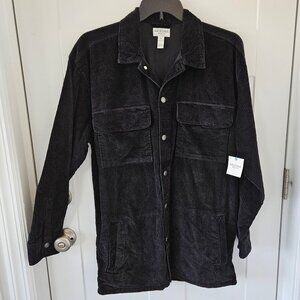 Mens  Black Corduroy Button Down Jacket NWT by Arizona Jean Co. Size LT